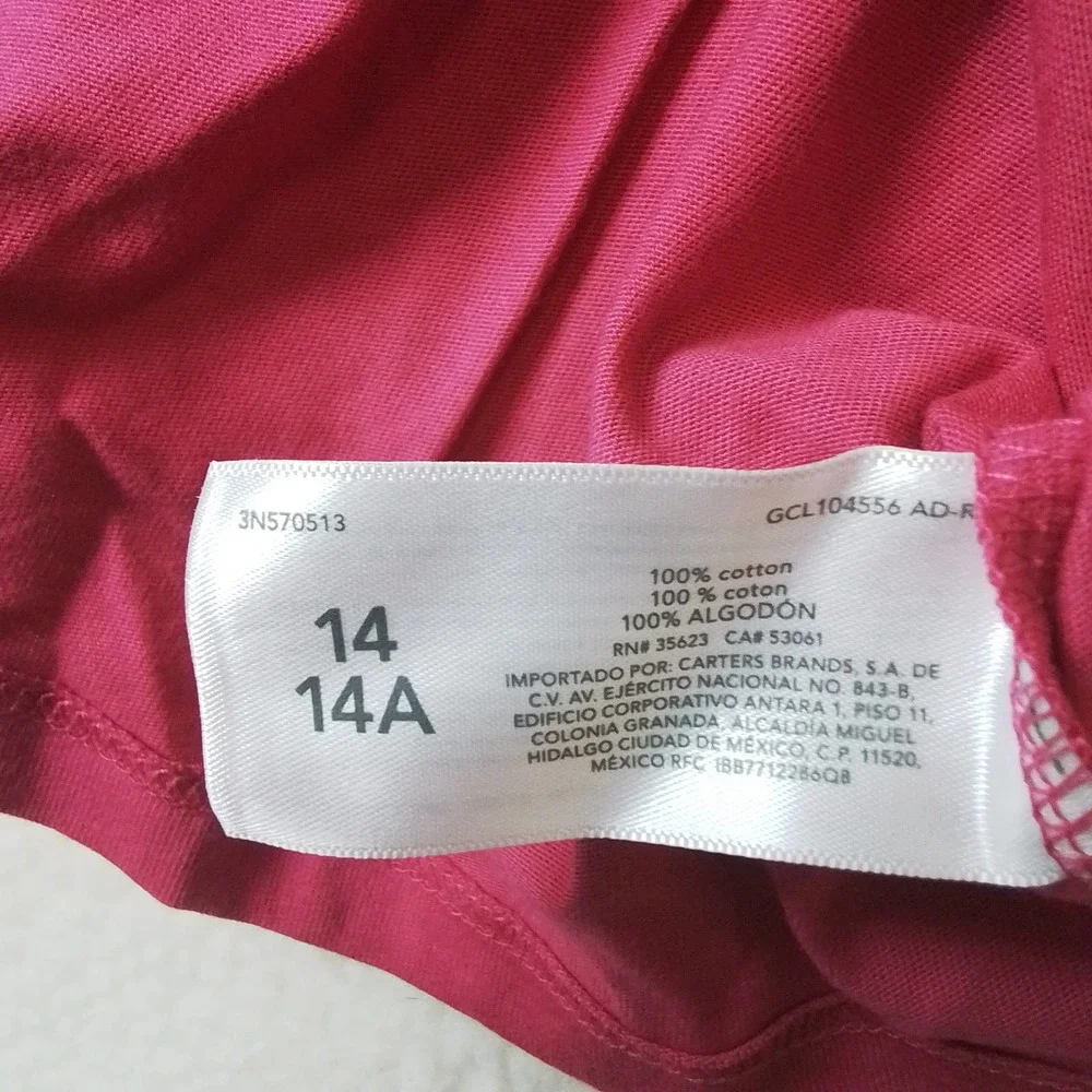 OshKosh Long Sleeve Cotton T-Shirt Girl's‎ Size 14 Pink w/ Graphic